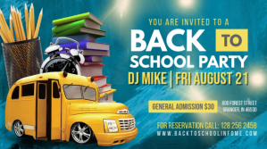 Blue Digital Display Back To School Party Des Ekran reklamowy (16:9) template