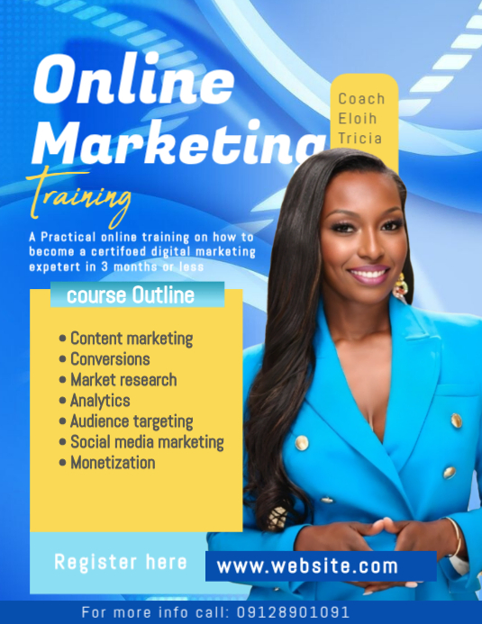 Creating Training Flyer Blue Digital Marketing Training Flyer Template | PosterMyWall