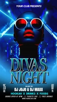 Blue Divas Night Party Video Flyer Instagram Story template