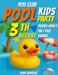 Blue Divertente  Pool Party Volantino (us Letter) template