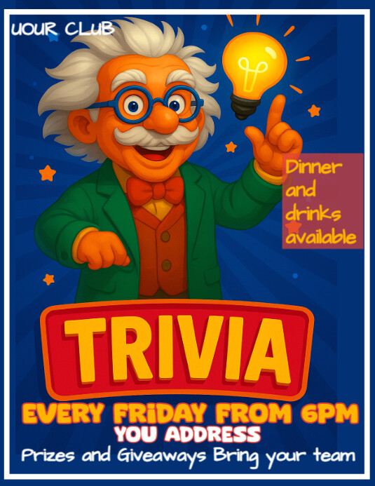 Blue Divertente Trivia Night Volantino (us Letter) 传单(美国信函) template
