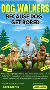 Blue Dog Walkers Advertisement Instagram Reels template