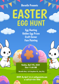 Blue Easter Egg Hunt A4 template