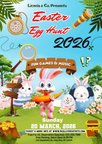 Blue Easter Egg Hunt A4 Video template