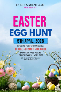 Blue Easter Egg Hunt Event | Spring festival Poster Video template