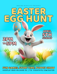Blue Easter Egg Hunt Flyer template