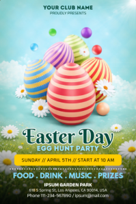 Blue Easter Egg Hunt Poster template