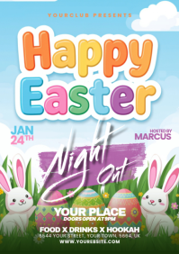 Blue Easter Night Out A5 template