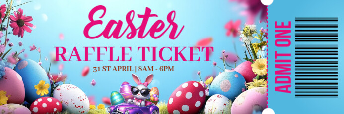Blue Easter Raffle Ticket Banner 2' × 6' template