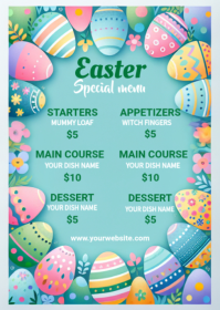 Blue Easter Special Menu A6 template
