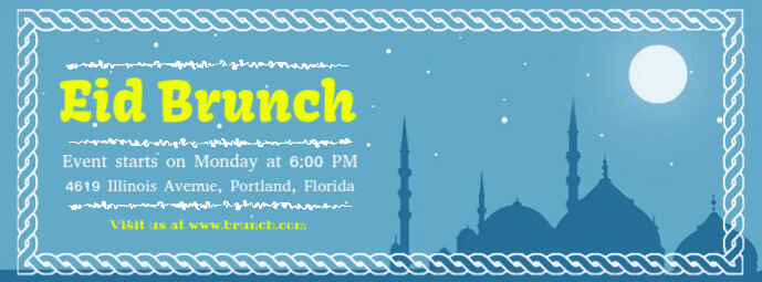 Blue Eid Brunch Invitation Banner รูปปกบน Facebook template