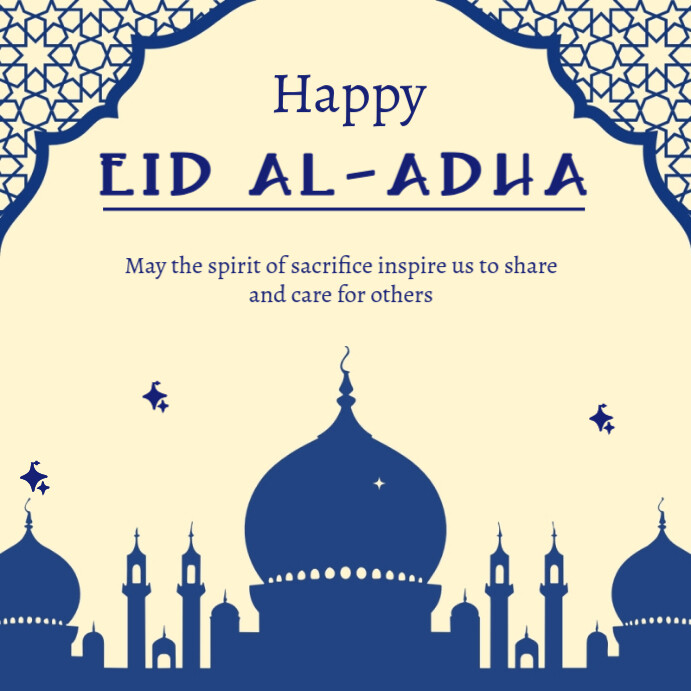 Blue Eid Mubarak Instagram Post template
