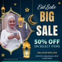 Blue Eid sale special offer online ad Message Instagram template