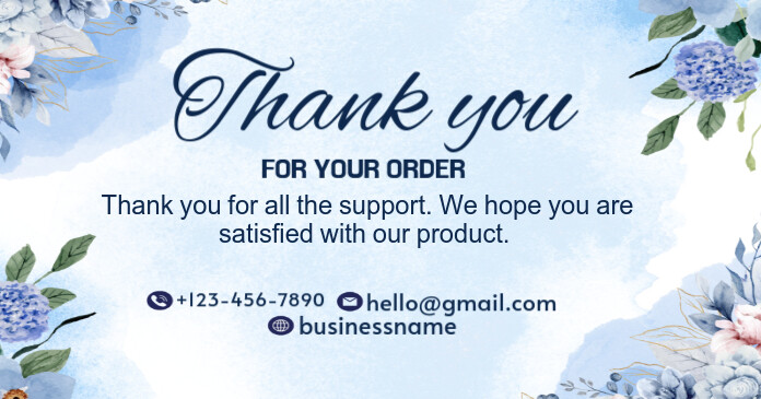 Blue Elegant Minimalist Thank You Card Imagem partilhada do Facebook template