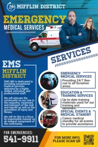 Blue Emergency Medical Services Poster Templa template
