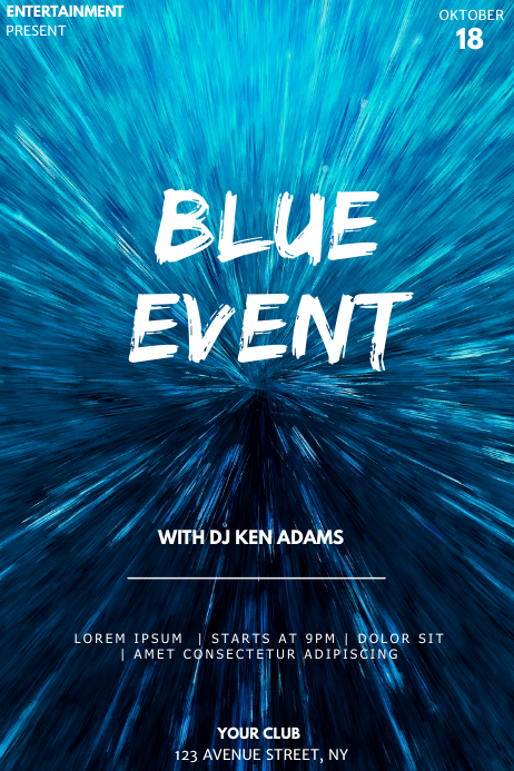 Blue event party flyer template | PosterMyWall