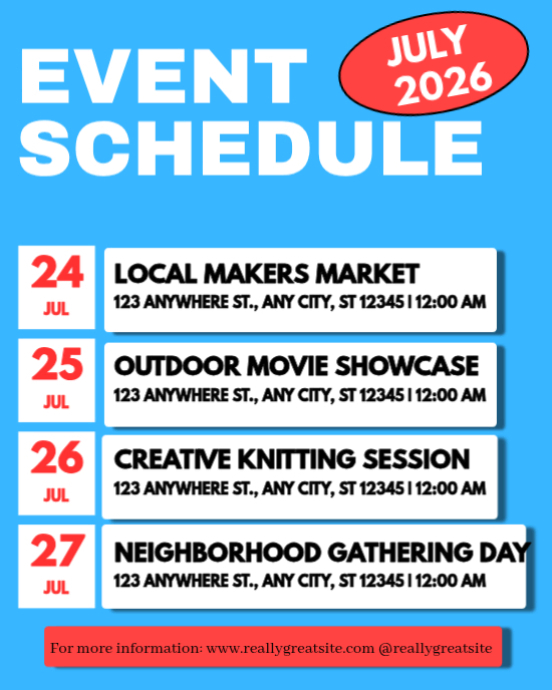 Blue Event Schedule Instagram Post Instagram Portrait Template ...