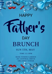 Blue  Father's Day Brunch A3 template