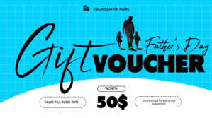 blue fathers day gift certificate Pantalla Digital (16:9) template