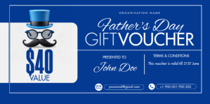 Blue Fathers  Day Gify Voucher Banner template