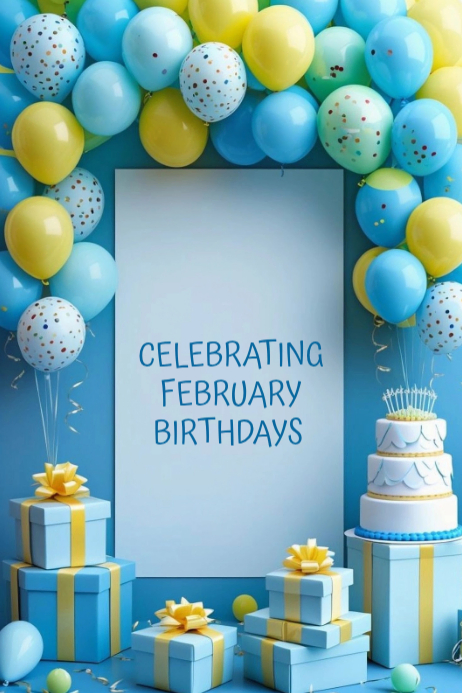 Modèle Blue February Birthday Celebration Banner 4' × 6' | PosterMyWall