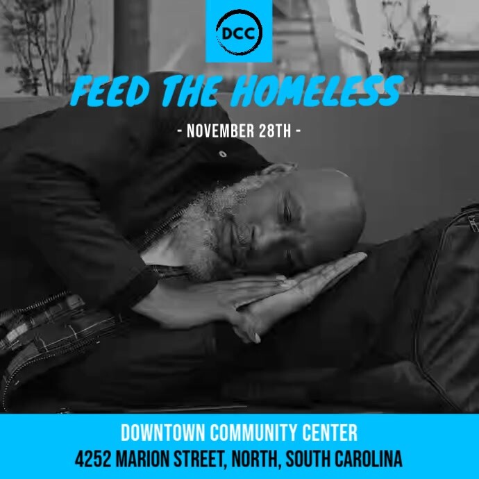 Homelessness Help Program Advertisement Copy of Blue Feed the Homeless Charity Ad | PosterMyWall