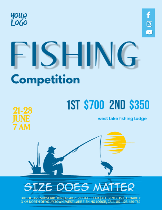 Blue Fishing Competition Flyer Template | PosterMyWall