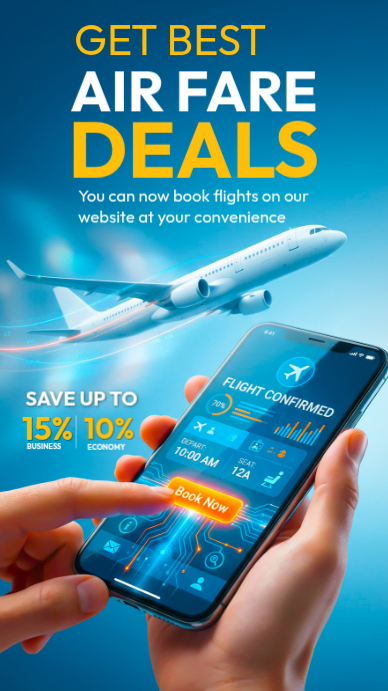 Blue Flight Booking Promotion Instagram Story Template | PosterMyWall