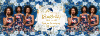 Blue Floral 18th Birthday Thank You Banner Couverture Facebook template