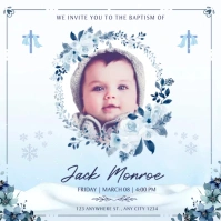 Blue Floral Baptism Square (1:1) template