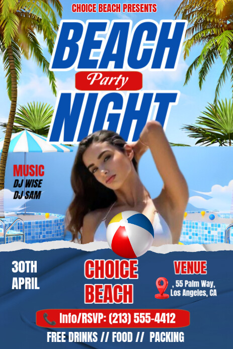 Blue Floral Beach Flyer  Pinterest Graphic Pinterest-grafik template