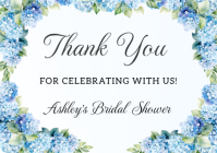 Blue Floral Bridal Shower Thank You Card A2 template