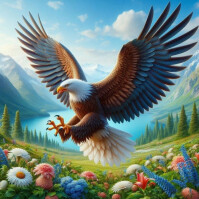 Blue Floral Eagle In Flight Art Design  Instagram Post template