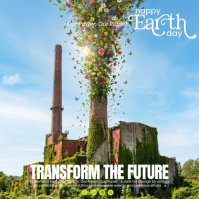 Blue Floral Earth Day Square Quadrato (1:1) template