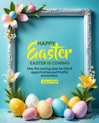 Blue Floral Easter Celebration Instagram Portrait template