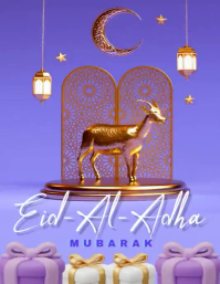 สีน้ำเงิน Eid-Al-Adha Celebration Pamflet Template