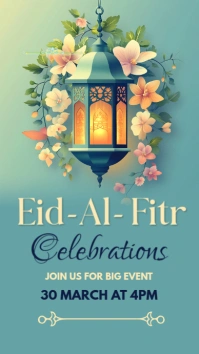 Blue Floral Eid Celebration Instagram Story template