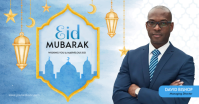 Blue Floral Eid Mubarak Facebook Shared Image template