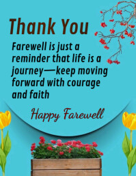 Blue Floral Farewell Card Flyer (us Letter) template