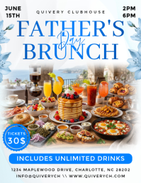 Blue Floral Father's Day Brunch Flyer ใบปลิว (US Letter) template