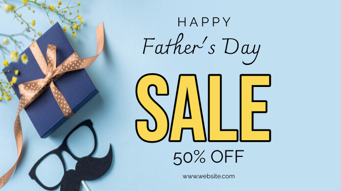 Blue Floral Father's Day Sale Templates  Twit Twitter Post