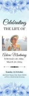 Blue Floral Funeral Bookmark  Half Page Legal template