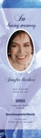 Blue Floral Funeral Bookmark Template Half Page Legal