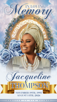 Blue Floral Funeral Program Instagram Story template