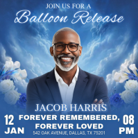 Blue Floral Funeral Square Square (1:1) template