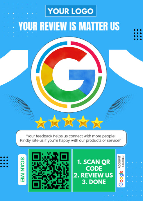 Copy of Blue Floral Google Review Template A6 | PosterMyWall