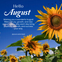 Blue Floral Hello August  Instagram Post template