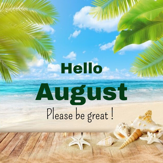 Blue Floral Hello August Instagram Post Template | PosterMyWall
