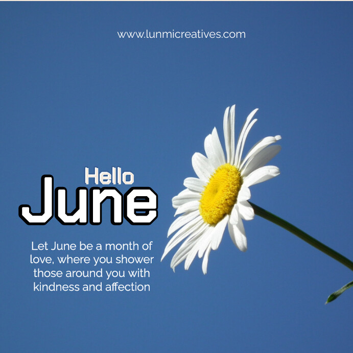 Blue Floral Hello June Instagram Post Template | PosterMyWall