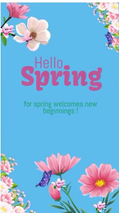 Szablon Blue Floral Hello Spring Digital Display (9:16) | PosterMyWall